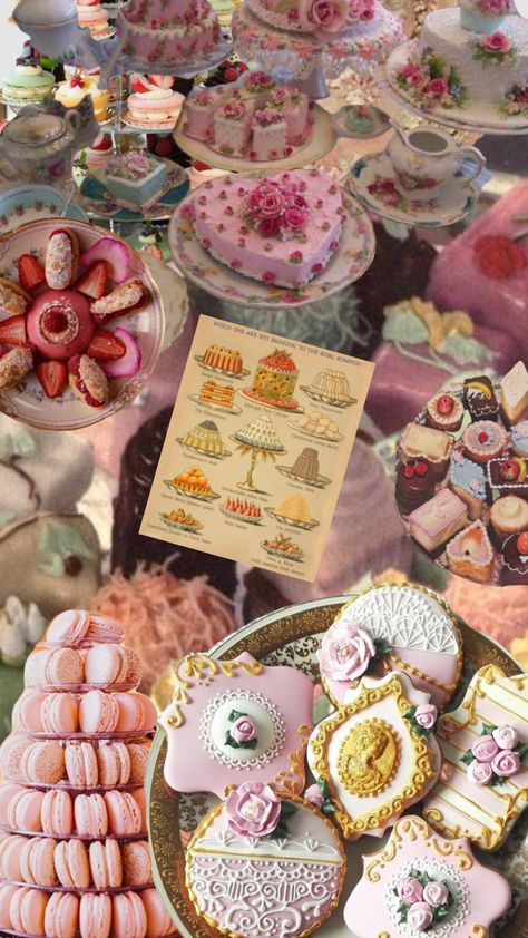 Marie Antoinette Pastries, Marie Antoinette Bridal Shower Ideas, Rococo Tea Party, Rococo Themed Party, Rococo Wedding Theme, Rococo Food, Rococo Birthday Party, Let Them Eat Cake Party, Let Them Eat Cake Aesthetic