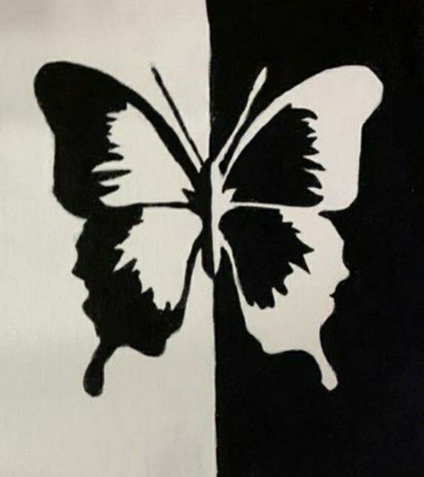 Butterfly Poster Black And White, Contrast Black And White Drawing, Black And White Aesthetic Art Painting, Contrast Principle Of Design Art, Black And White Butterfly Painting, Cool Black And White Drawings Simple, Butterfly Art Black And White, Easy Paintings Black And White, Black On White Art