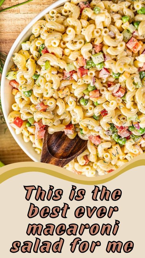 This is the best ever macaroni salad for me Macaroni Salad Recipe With Peas, Sweet Macaroni Salad Recipe, Sweet Pasta Salads, Homemade Macaroni Salad, Macaroni Salad Ingredients, Creamy Macaroni Salad, Easy Salad Dressing Recipes, Easy Macaroni Salad, Classic Macaroni Salad