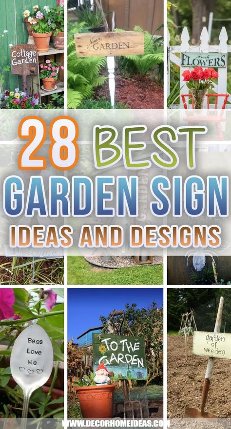 Best Garden Sign Ideas. Add a touch of personality to your outdoor space with these charming garden sign ideas. From rustic and vintage to eye-catching and modern, these designs will inspire you. #decorhomeideas Garden Title Ideas, Garden Plant Signs, Outdoor Signs Wooden Diy Garden, Rustic Garden Signs, Garden Signs And Sayings Rustic, Signs For Gardens Backyards, Garden Signs Diy Outdoors, Cute Garden Signs Diy, Backyard Signs Diy