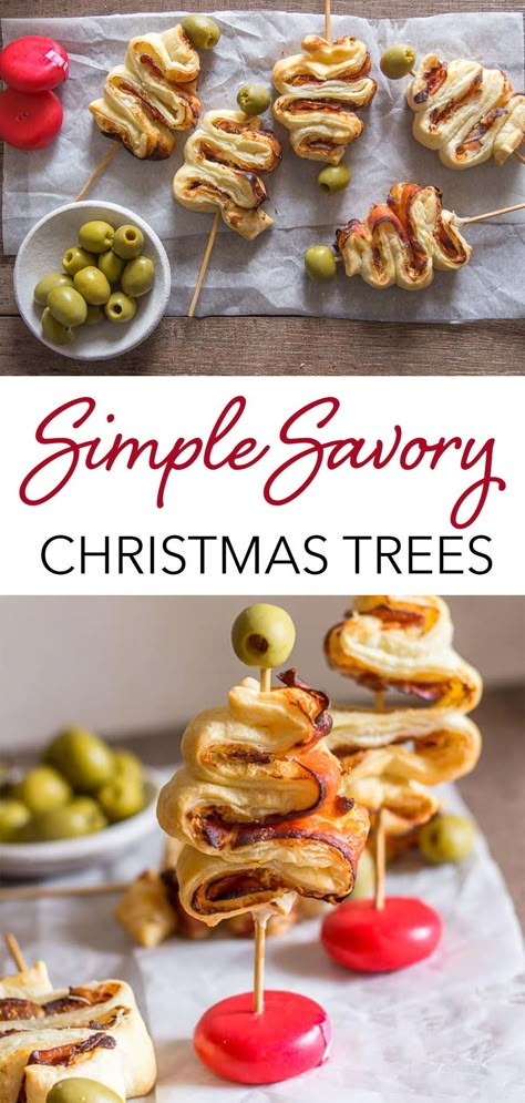 Savory Christmas Treats, Christmas Snacks Savory, Cute Christmas Trees, Puff Pastry Recipes Savory, Savory Puff Pastry, Cold Cut, Puff Pastry Appetizers, Pastry Appetizer, Christmas Appetizers Party