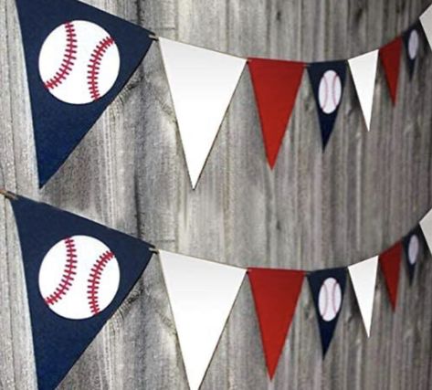 Gold Bachelorette Party Decorations, Birthday Pennant, Baseball Party Decorations, Baseball Pennants, Triangle Bunting, Baseball Theme Birthday, Baseball Baby Shower Theme, Baseball First Birthday, Baseball Flag