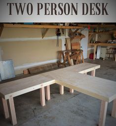 Building A Desk, Shared Home Offices, Shared Home Office, Two Person Desk, Home Office Layouts, Basement Office, Desk Diy, Shared Office Space, Office Remodel