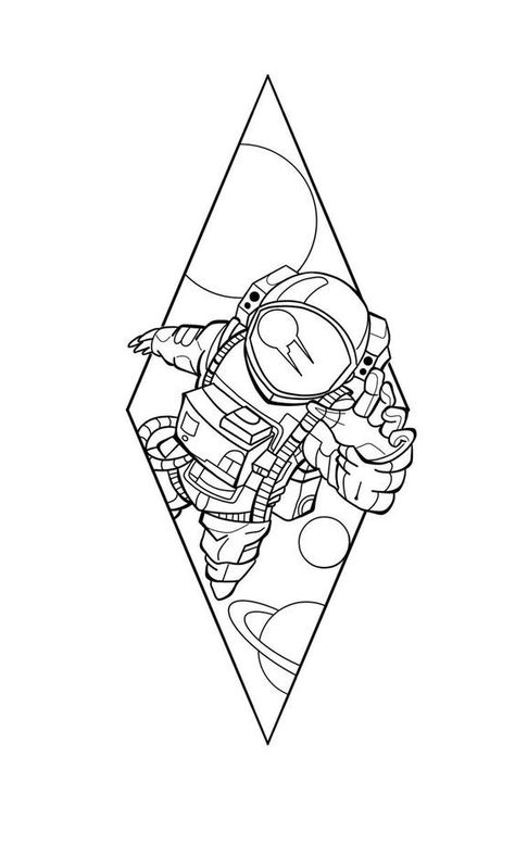 Space Tattoo Outline, Traceable Tattoo Designs, Space Tattoo Stencil, Astronaut Outline, Astronaut Tattoo Stencil, Geometric Space Tattoo, Astronaut Tattoo Design, Astronaut Sketch, Tattoo Outline Drawing Stencil Design