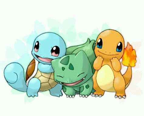 Squirtle, bulbasaur & charmander Pokemon Starter, Pokemon Mignon, Pokemon Painting, Pokemon Bulbasaur, Pokemon Charmander, Pokemon Starters, Pokemon Birthday Party, Pokemon Tattoo, Pokemon Birthday