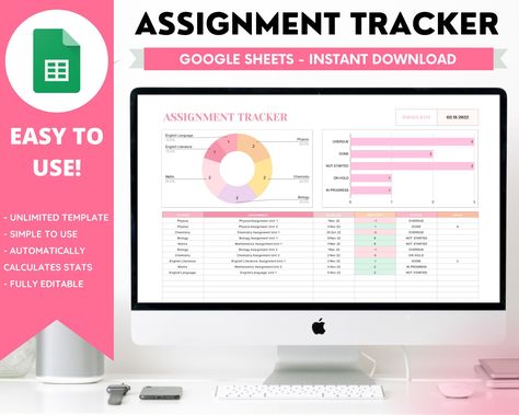 #Google_Sheets_Study_Planner #Assignment_Tracker_Google_Sheets #Study_Spreadsheet #Google_Sheets_Tips Google Sheets Study Planner, Assignment Tracker Google Sheets, Study Spreadsheet, Google Sheets Tips, School Planner Template, Spreadsheet Design, Assignment Tracker, Homework Tracker, Homework Planner