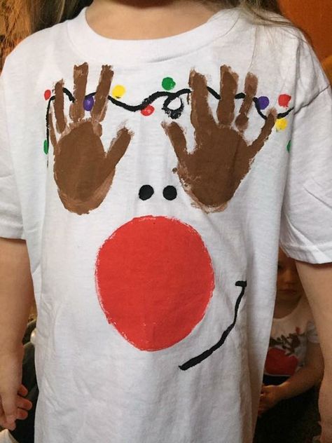 Handprint Reindeer, Children Projects, Reindeer Handprint, Diy Christmas Shirts, Craft To Make, Diy Ugly Christmas Sweater, Handprint Christmas, Preschool Christmas Crafts, Christmas Shirts For Kids