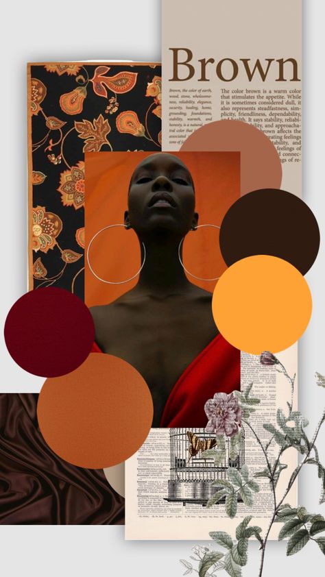 Melanin mood. #moodboard #aesthetic #browntheme #brownaesthetic #brownskingirl #fall #autumm #femininity #confidence #pallette Moodboard With Color Palette, Color Palette Fashion Moodboard, Fashion Visual Board, Book Mood Board Aesthetic, Mood Boards Aesthetic Black Women, Inspiration Moodboard Fashion, Abstract Mood Board, Styling Moodboard Fashion, Mood Boards Fashion Design Ideas