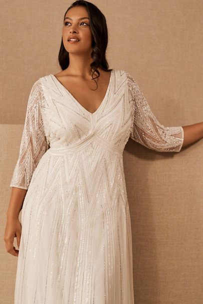 Chiffon Wedding Dress With Sleeves, Wedding Dress Over 40, Crystal Wedding Dresses, Embellished Wedding Dress, Bhldn Dresses, Bhldn Dress, Vintage Inspired Wedding Dresses, Wedding Dresses Bridesmaids, Anthropologie Wedding