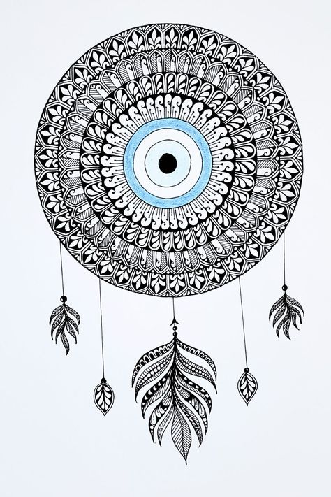 Hand drawn dream catcher mandala artwork with fine details. Dream Catcher Mandala Art, Dream Catcher Drawing, Dream Catcher Mandala, Easy Mandala Drawing, Mandala Art Therapy, Eyes Wallpaper, Simple Mandala, Mandala Art Lesson, Mandala Artwork