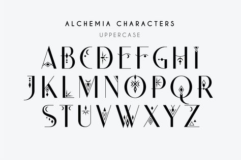 Alchemia - Mystical Sans Serif Font by Struvictory.art on @creativemarket Whimsical Fonts Alphabet, Mystical Font, Artsy Fonts, Witch Font, Hand Lettering Alphabet Fonts, Typography Design Font, Calligraphy Fonts Alphabet, Whimsical Fonts, Business Fonts