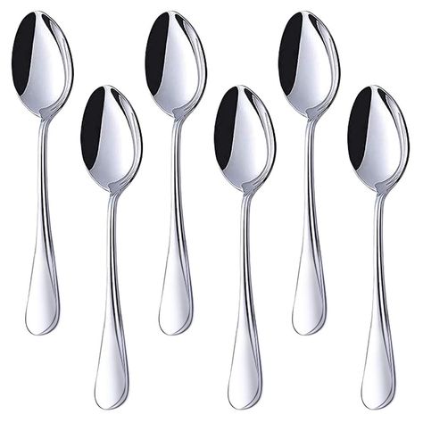 PRICES MAY VARY. 6 pcs stainless steel spoons, sturdy and durable dinner spoons. Made of high quality stainless steel with excellent workmanship, thick and sturdy, compact and easy to store. Dishwasher safe, easy to clean, no rust or color-fading concerns. If you are not satisfied with our spoons for any reason, please contact us immediately, we will make a replacement or full refund for you. Use for tea, coffee, dessert, appetizers, perfect baby or toddler spoon. Features a modern and elegant d Caramel Pudding, Baby Puree, Spoons Set, Small Spoon, Coffee Dessert, Dessert Appetizers, Dessert Spoons, Spoon Set, Dessert For Dinner