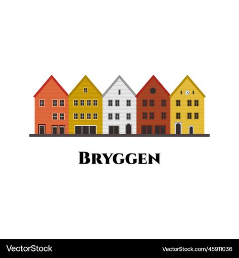 Norway Illustration, Norway Tattoo, Norway Country, Norway House, Travel In Europe, Holiday World, Bergen Norway, Commercial Buildings, Country Design