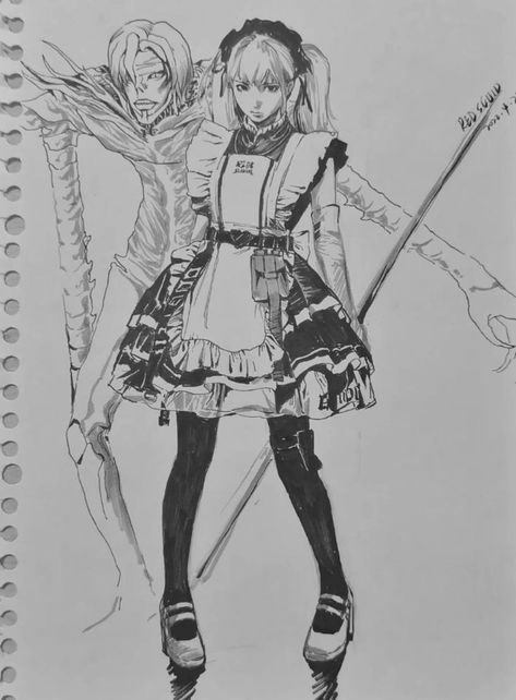 Misa Amane Reference, Manga Art Poses, Anime Fanart Sketch, Manga Pencil Drawings, Manga Sketch Art, Misa Misa Drawing, Sketchbook Ideas Black And White, Misa Amane Drawing Sketch, Misa Amane Sketch