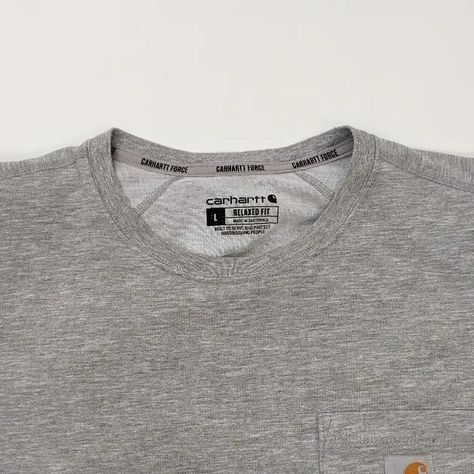 Carhartt Force grey long sleeve tshirt Gray Relaxed Fit T-shirt With Front Print, Gray Technical Crew Neck T-shirt, Gray Long Sleeve T-shirt With Logo Print, Carhartt Pocket Tee, Soft-washed Gray Long Sleeve T-shirt, Grey Long Sleeve, Long Sleeve Tshirt, Shop My, Relaxed Fit