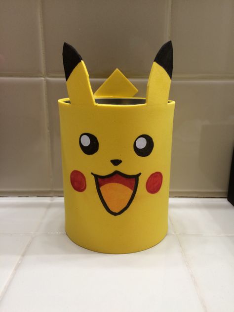 DIY Pokemon Pikachu pencil holder – themellors Pencil Holders Diy Kids, Pencil Holder Ideas, Pink Ruler, Cute Pencil Holder, Pokemon Party Decorations, Diy Pokemon, Diy Pencil Holder, Foam Paper, Pokemon Diy