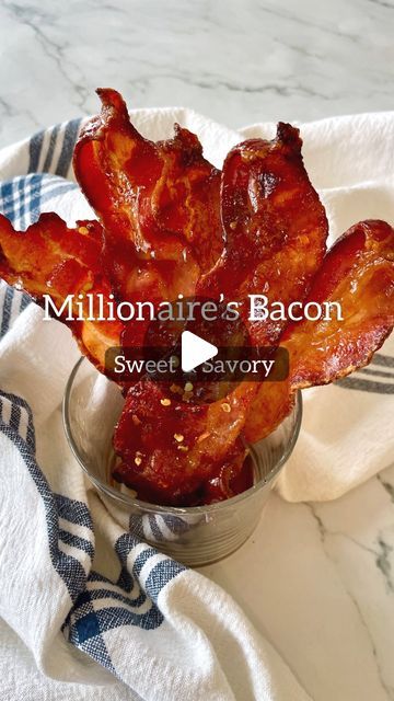 Sharon 🥢 Quick & Easy Recipes on Instagram: "Millionaire’s Bacon, sweet & savory combo with a hint of spice. Easy brunch favorite !  Comment “recipe” for the full recipe!  Ingredients & Tips below ↓ full recipe linked in bi0  🛒 what you’ll need: *  1 lb Thick Cut Bacon *  2 tbsp Maple Syrup *  ½ cup Light Brown Sugar *  ¼ tsp Black Pepper *  ¼ tsp Cayenne (optional) *  Crushed Red Pepper (optional)  📝 Notes : * Cover the bacon fully with the glaze mixture * Use the thickest cut of bacon available * Allow the bacon 5-10 minutes to cool down so the glaze sticks to the bacon * If using the oven, cook the bacon on a cooling rack so the fats can drain and the bacon can crisp up  🥢 how / steps :  full recipe 📄 link in bio : @thesavorychopstick or 💻 thesavorychopstick.com and search 🔍 “Mil Notes Cover, Quick Easy Recipes, Thick Cut Bacon, Cooling Rack, Easy Brunch, Crushed Red Pepper, Recipe Ingredients, Sweet Savory, Red Pepper