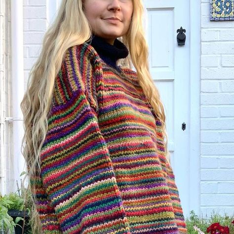 Eleanor on Instagram: "Sold 🌈

Handmade stripy jumper made from naturel wool. No size stated, I’d estimate that it’s a size XL. Measurements below. :) Shown on a size S, 5’4 height. In great condition. ✨

Pit to pit: 67cm
Length: 73cm
Sleeve: 52.5cm

Available until marked sold. You can see my other items in my two ‘Available’ story highlights.

All the knits are vintage so light wear is to be expected. Any obvious flaws will be noted in the description." Story Highlights, Sell Handmade, Jumper, Highlights, Wool, Knitting, How To Wear, On Instagram, Instagram