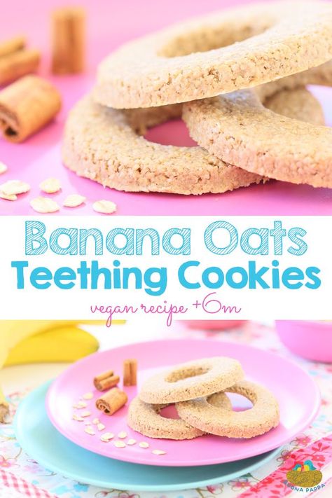 Banana Oat Cinnamon teething cookies, vegan and gluten free recipe for babies +6M Easy to make, easy to handle by little hands. via @buonapappa Teething Cookies, Cookies Banana, Teething Biscuits, Baby Puffs, Diy Baby Food, Easy Baby Food Recipes, Banana Oat, Baby Led Weaning Recipes, Vegan Baby