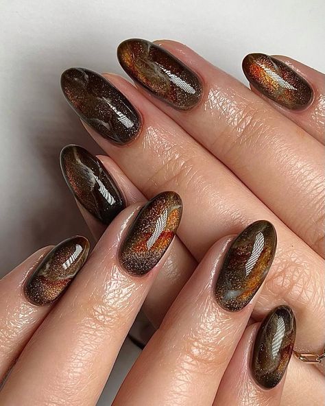 25 Ideas for Fall Cat Eye Nails 2024 Cateyes Ombre Nails, Dark Cats Eye Nails, Short Nail Designs Cat Eye, Cat Eye With Design Nails, Fall Magnetic Nails, Fall Thanksgiving Nails Design, Aura Nails Fall Colors, Cateye Nailart Korean, Cat’s Eye Nails