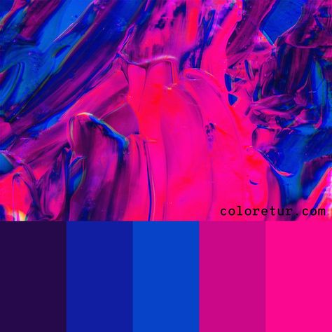 Neon Paint -   Bright pink and blue swirls make this neon painting and a vibrant palette  - Download the swatches now! Vivid Colors Palette, Pink Purple Blue Colour Palette, Neon Pink Colour Palette, Neon Pink Palette, Bright Pink Palette, Vibrant Pink Color Palette, Vibrant Colour Scheme, Bright Pink Colour Palette, Bright Vibrant Color Palette