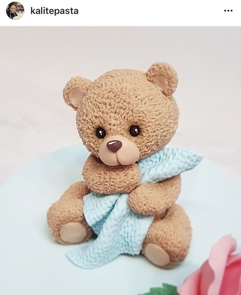 Teddy Bear Cake, Fondant Teddy Bear, Baby Shower Sheet Cakes, Christmas Cupcakes Decoration, Photo Cake Topper, Clay Bear, Bear Cake Topper, Baby Shower Sweets, Teddy Bear Cakes