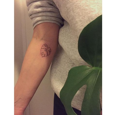 Monstera Leaf Tattoo, Leaf Tattoo, Palm Tattoos, Elbow Tattoos, Plant Tattoo, Beautiful Tattoo, Botanical Tattoo, Dainty Tattoos, Monstera Plant