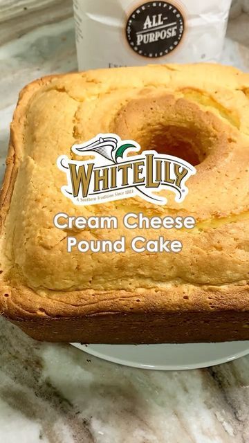 Whipping Cream Pound Cake, Cream Cheese Pound Cake Recipe, Tube Pan, Pound Cake Recipes Easy, Cheese Pound Cake, Cream Cheese Pound Cake, Cooling Rack, Cooking Spray, White Lily