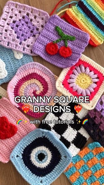 Gummy Bear Granny Square Crochet Pattern, Crochet Granny Square Gifts, Funky Granny Square Patterns, Things To Make For Craft Fairs, Amigurumi Gummy Bear, Watermelon Granny Square Crochet, Cool Granny Square Crochet Pattern, Pie Granny Square, Gen Z Crochet Patterns