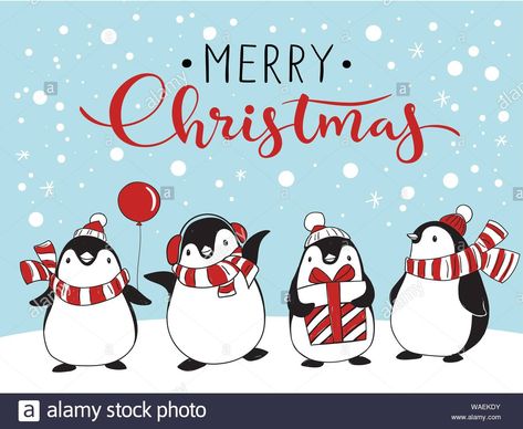 Merry Christmas greeting card with cute penguins Stock Vector Image & Art - Alamy Merry Christmas Penguin, Penguin Card, Penguin Clipart, Illustration Noel, Merry Christmas Card Greetings, Merry Christmas Images, Free Greeting Cards, Merry Christmas Greetings, All I Want For Christmas