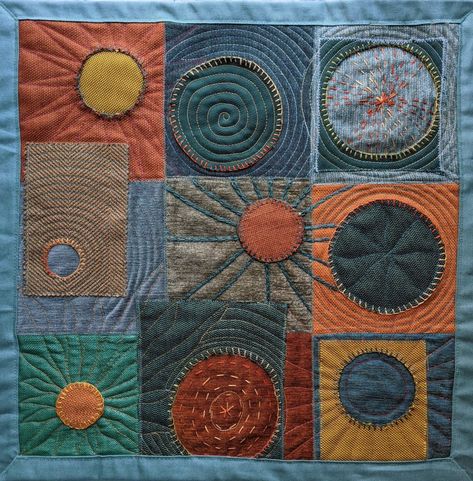 Finishing Unfinished Projects (UFOs) Part 3: Eclipse Art Quilt - ANY Texture - Textile Art by Zwia Lipkin Quilting Textiles, Zwia Lipkin, Patchwork Textile Art, Art With Fabric, Creative Patchwork, Textile Patchwork, Eclipse Art, Eclipses Art, Quilting Art