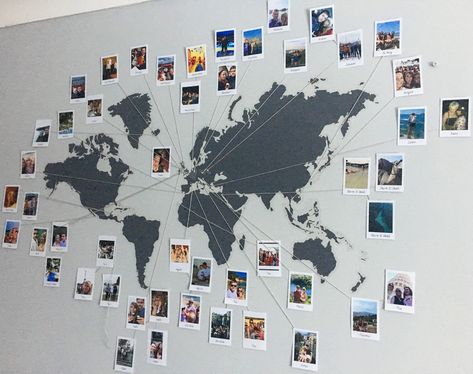 Polaroid photo world map World Map Photo, Map Photo, Polaroid Wall, Photo Polaroid, Travel Wall Decor, World Architecture, Polaroid Photo, World Map Wall Art, Polaroid Pictures