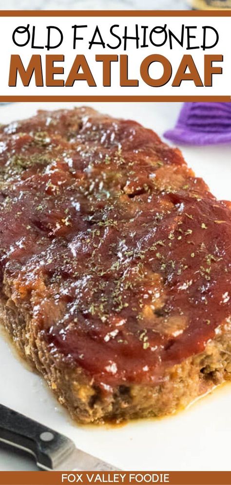 This Old Fashioned Meatloaf is perfect for anyone craving a delicious classic meatloaf recipe that is done the way it should be. Richly flavored, juicy, and perfectly fork tender. Dare I even say? This family favorite is better than your mom's meatloaf! Each bite is dripping with nostalgia and tastes like 1957. Mom's Meatloaf Recipe, Quick Meatloaf Recipes, Tasty Meatloaf Recipe, Old Fashioned Meatloaf, Beef Meatloaf Recipes, Delicious Meatloaf, Beef Meatloaf, Homemade Meatloaf, Classic Meatloaf Recipe