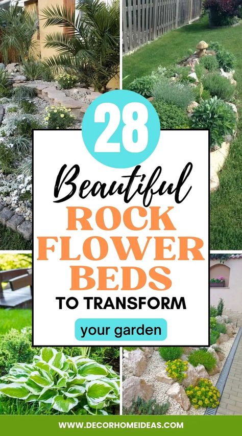 Rock Instead Of Mulch Flower Beds, Using Rocks In Landscaping Flower Beds, Raised Rock Garden Beds, Rocks In Flower Bed Landscaping, Flower Bed Ideas With Rocks, Landscaping With Rocks Flower Beds, Low Maintenance Flower Bed Ideas, Flower Beds With Rocks Instead Of Mulch, Rock Bed Landscaping