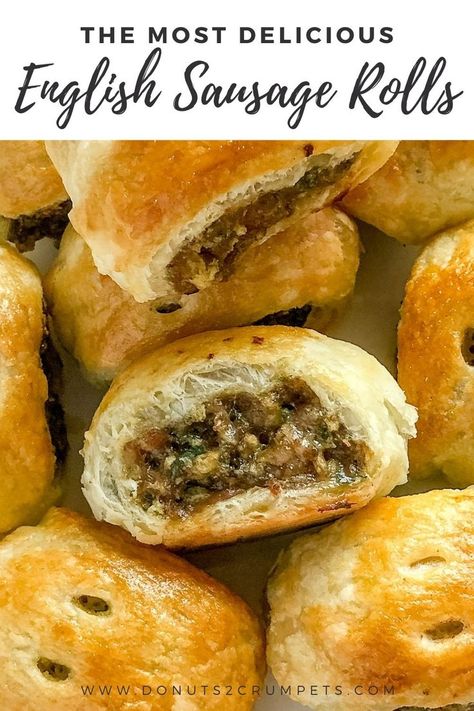 English Sausage Rolls, British Sausage Rolls, English Sausage, Sausage Rolls Puff Pastry, British Sausage, Sausage Roll Recipe, Sausage Puffs, Homemade Sausage Rolls, Sausage Rolls Recipe