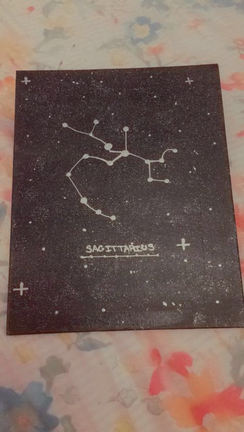 Saggitarius Paintings, Sagittarius Painting Ideas, Sagittarius Painting, Y2k Painting, My Zodiac Sign, Zodiac Sign Constellation, Sagittarius Constellation, Small Canvas Paintings, Canvas Painting Diy