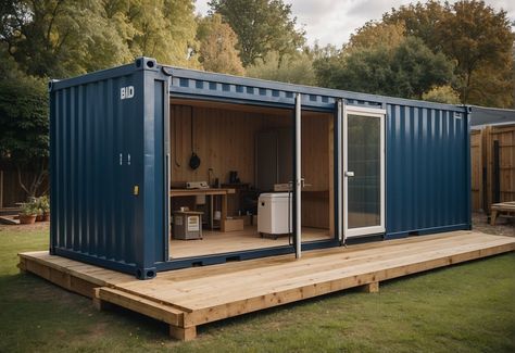 Discover how shipping container extensions provide a cost-effective, quick solution for home expansion, ideal for families and home offices. Shipping Container Fitness Studio, Shipping Container Office Design, Shipping Container Extension, Shipping Container Room, Shipping Container Office Ideas, Container Warehouse, Conex Box, Container Studio, Shipping Container Workshop