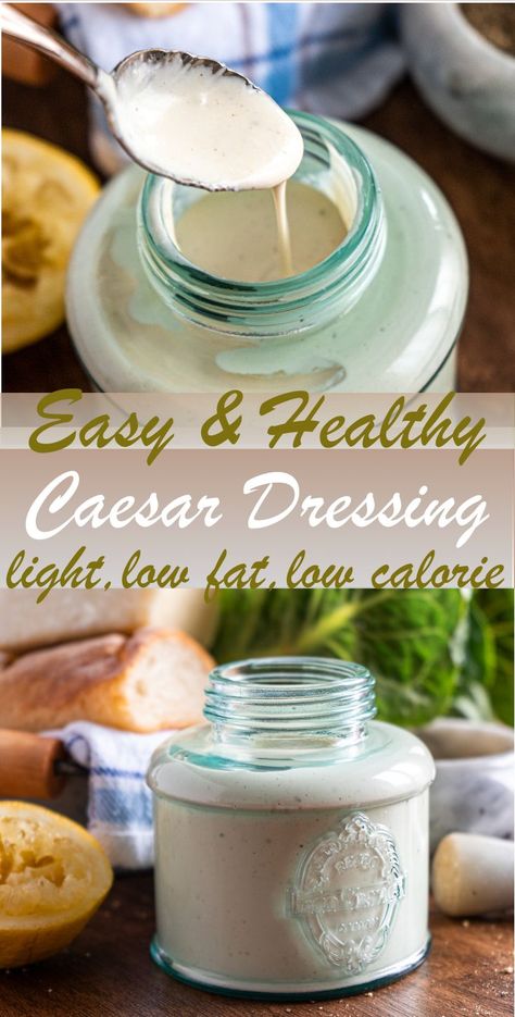 Low Fat Caesar Dressing, Easy Light Ceasar Salad Dressing, Low Fat Ceasar Dressing, Healthy Caesar Dressing, Ww Salads, Keto Sauce, Ceasar Dressing, Sauce Ideas, Caesar Salad Dressing Recipe