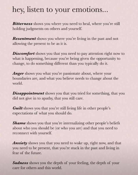 This is almost perfect. The imperfect part is the definition of guilt: what this says is part of shame, based on others' opinions about you. Guilt is about your own opinion of yourself: what you have done or not done that goes against your values. After Life, Mental And Emotional Health, New Energy, Coping Skills, Emotional Health, Emotional Intelligence, The Words, Counseling, Self Improvement