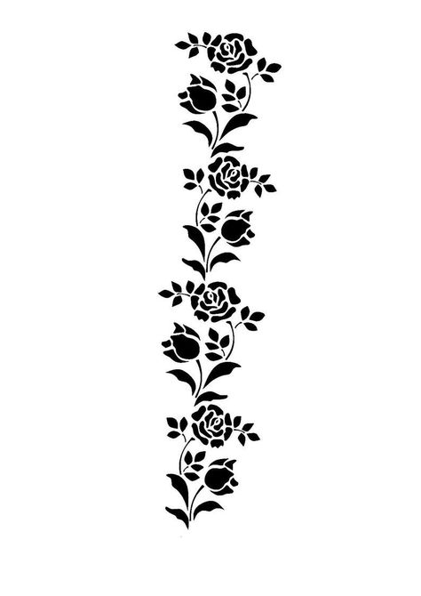 -- Floral border stencil -- Where you see the black are the cut out parts of the stencil --This stencil can be used for a wide range of uses, from bleachdying or screen printing on clothes to wall art! -- Made from resusable flexable and washable clear mylar -- Simply spray paint, use a paint roller or a stencil brush over the stencil for great results!  -- I offer multiple sixes, if you need any of variation please message me and ill see what I can do :) Thanks for looking! Printing On Clothes, Border Stencil, Rose Stencil, Gothic Pattern, Pattern Stencil, Floral Stencil, Stencil Printing, Black And White Art Drawing, Floral Border Design