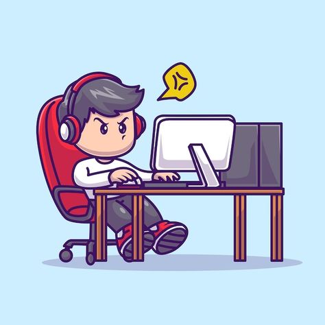 Free vector cute man playing game on com... | Free Vector #Freepik #freevector #boy-logo #character-logo #mascot-design #gamer-mascot Computer Cartoon, Adidas Poster, Yoga Cartoon, Play Computer Games, Game Wallpaper Iphone, Illustration People, Gamer Boy, Boy Illustration, Vector Icons Illustration