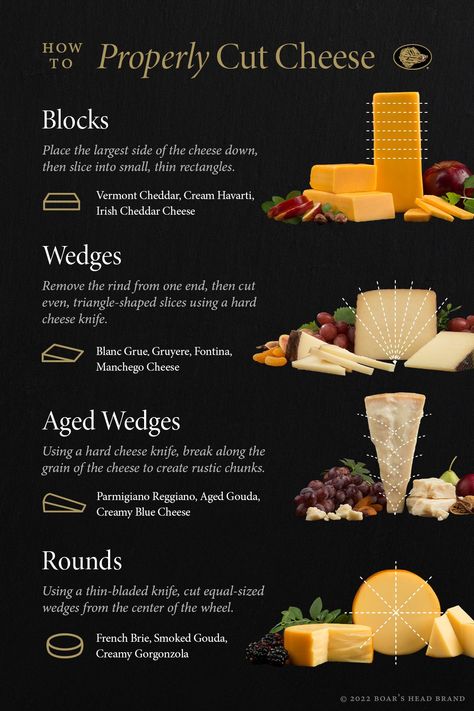 Craft an impressive cheese plate at your next wine night with this simple guide on how to cut different cheese styles. Cheese Styling, Hosting Tips, Colby Jack, Charcuterie Inspiration, Charcuterie And Cheese Board, Brie Cheese, Charcuterie Recipes, Wine Night, Cheese Platters