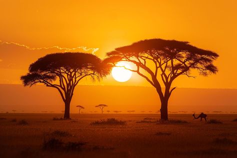 Silhouette of Acacia Trees on the Savannah at Sunset Background Nature Savannah Tree, Seasonal Backgrounds, Savannah Sunset, African Savannah, Background Nature, Acacia Tree, Lion Dance, Drama Club, Sunset Background