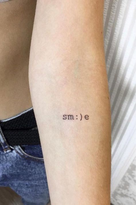 Cute Smile Tattoo, Smile Tatoos Ideas, And Yet I Smile Tattoo, Tattoo Ideas Writing, Smile Tattoo Ideas, Happy Tattoo Ideas, Smiling Tattoo, Why Not Tattoo, Smile Tattoos