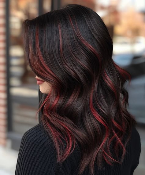 Top 51 Fall Hair Colors for Dark Hair: Bold & Beautiful Ideas - AskNaij Fall Dark Hair, Dark Hair Shades, Hair Colors For Dark Hair, Dark Hair Color Ideas, Dark Fall Hair Colors, Dark Fall Hair, Black Red Hair, Hair Shades, New Hair Colors