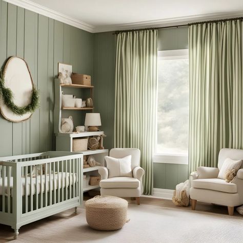 Sage Green Nursery Ideas, Green Nursery Ideas, Sage Green Nursery, Nature Inspired Nursery, Gender Neutral Nursery Design, Woodland Room, Sage Green Rug, Woodland Animal Wall Art, Green Baby Blanket