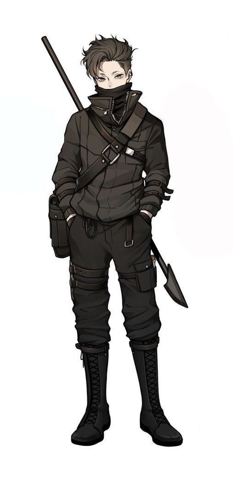 Character Outfit Design Male, Cool Outfits Drawings Male, Winged Human Character Design Male, Adventurerer Outfit, Cyberpunk Clothes Concept Art, Tactical Wear Drawing, Hero Outfit Ideas Male, Combat Outfit Character Design, Hero Outfits Male