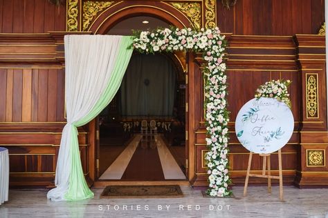 Church decor with welcome board and flower decor | Gallery Church Entrance Decor, Church Entrance, Welcome Board, Event Stage, Wedding Stage Decorations, Entrance Decor, Stage Decorations, Wedding Stage, Church Decor