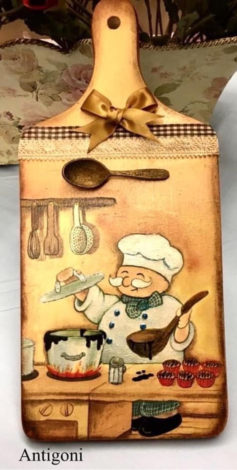 Chopping Board Art, Rusty Spoon, Cute Wallpapers For Android, Painted Cutting Boards, Cutting Board Crafts, Christmas Pebble Art, Diy Vintage Decor, Barn Wood Crafts, Mdf Crafts