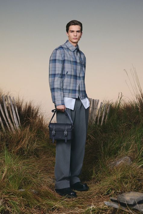 Dior Men Resort 2025 Menswear Fashion Show | Vogue Runway Men, Dior Men, Grey Quarter Zip, Men Dior, Brand Magazine, Film Strip, Quarter Zip Sweater, Men's Wardrobe, Mens Accessories Fashion